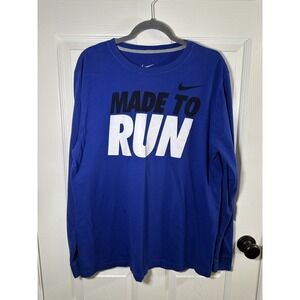 Nike Made‎ To Run Men's Long Sleeve Graphic Tee Blue XL